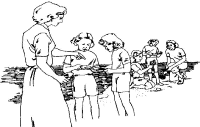A coloring page of helping others